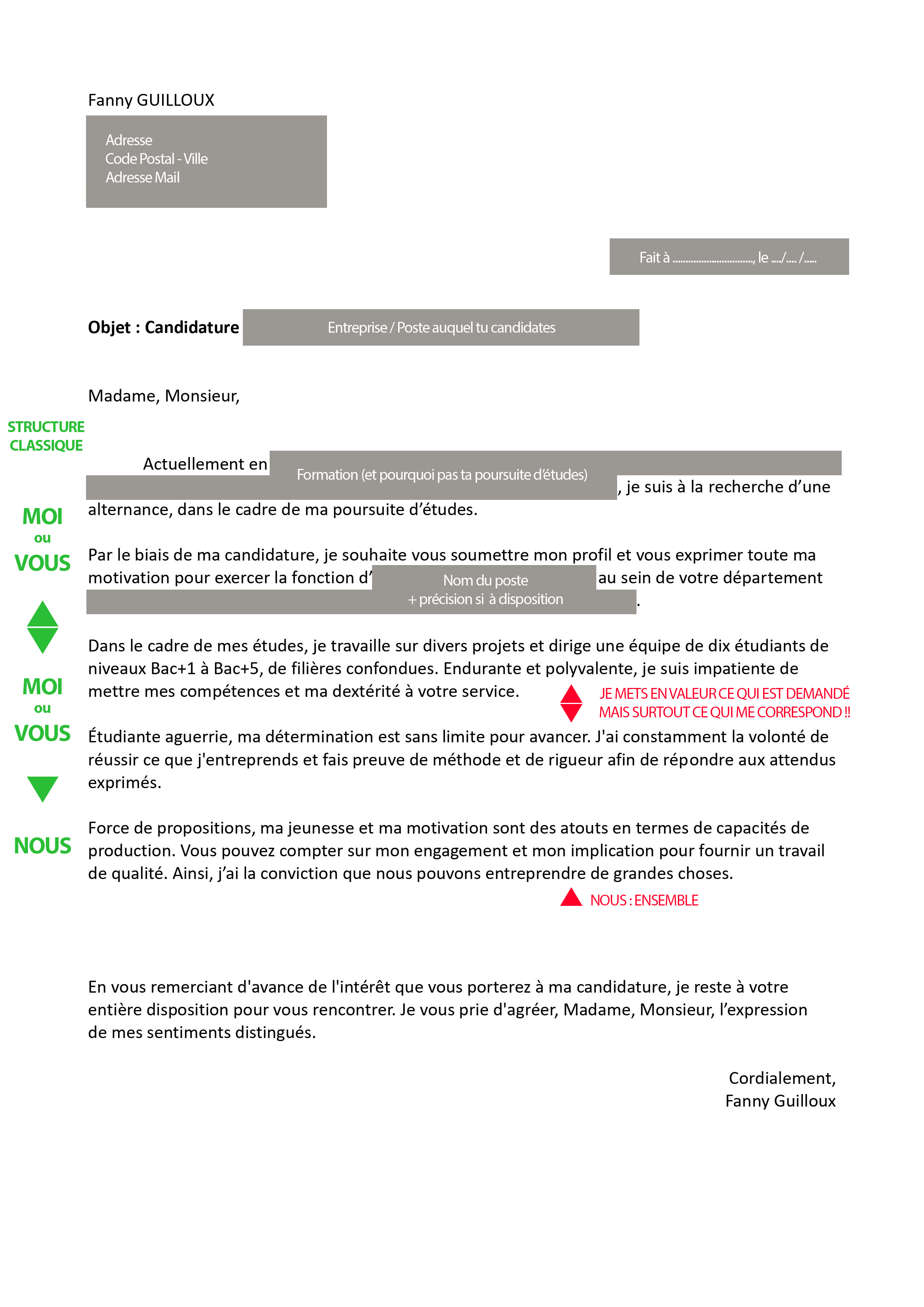 Lettre de motivation Explication